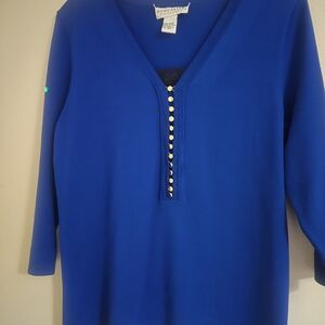Doncaster Royal Blue Blouse with Gold Buttons